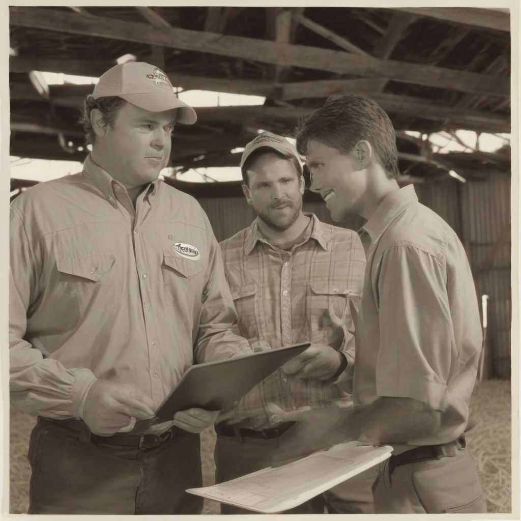 State Farm agent talking to farmers